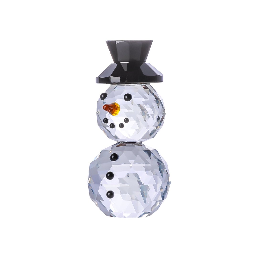 Paper Weight Crystal - Cristal preto chapéu boneco de neve
